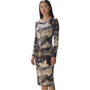 Philosophy Miami Palm Print Midi Stretch Dress Size Small
